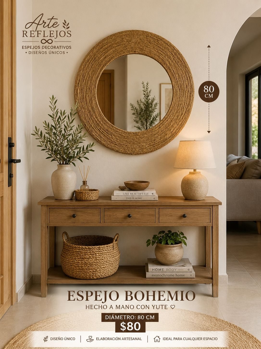 Espejos decorativos diseños rústico estilo BOHEMIO ❤️