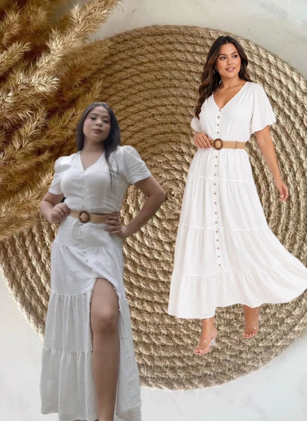 vestido maxi de lino con su accesorio