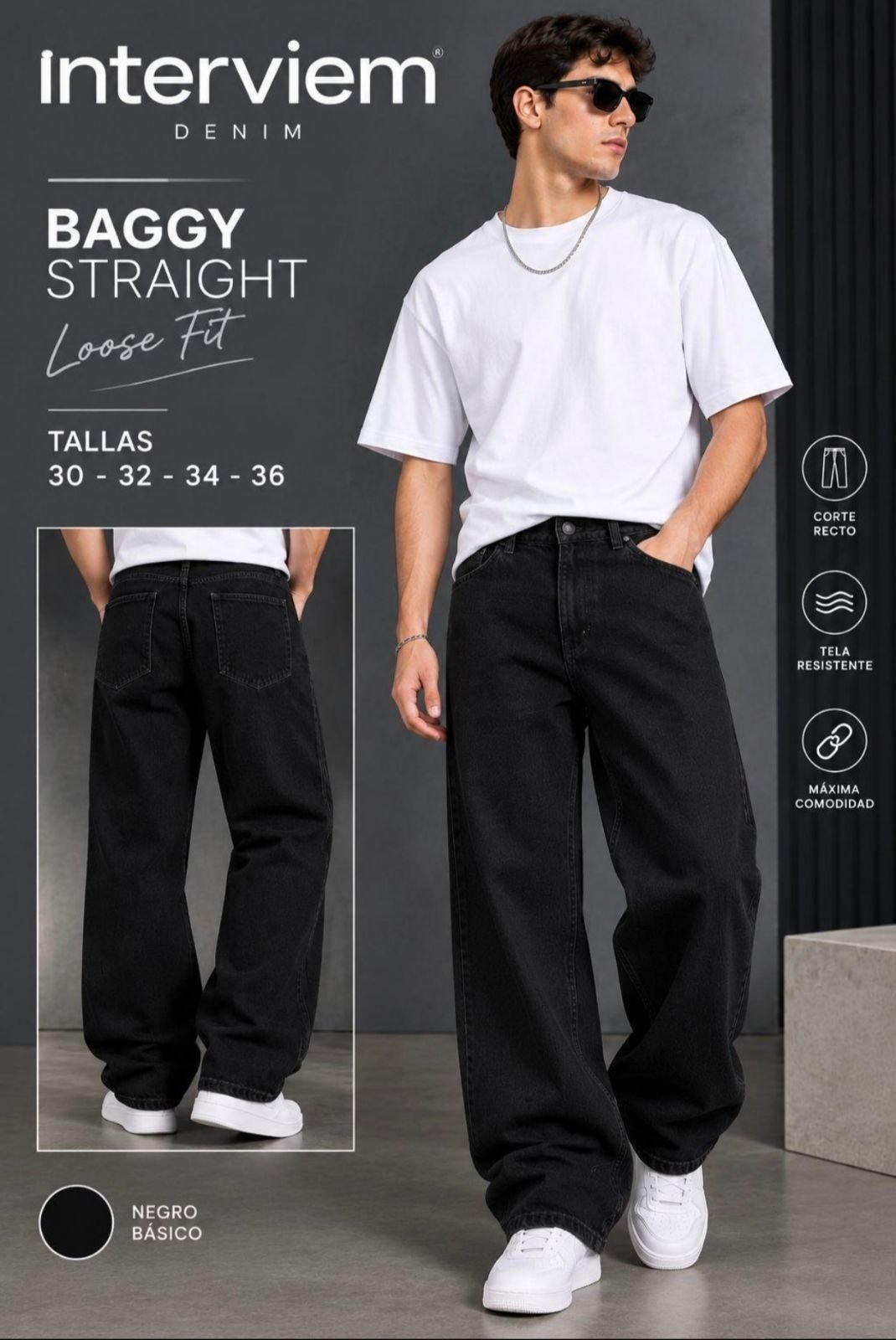 Pantalones baggy jeans estilos super flow moda urbana tendencia de hombre - foto 2